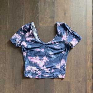 lululemon athletica Navy and Pink Tie-Dye Scoop Crop Top